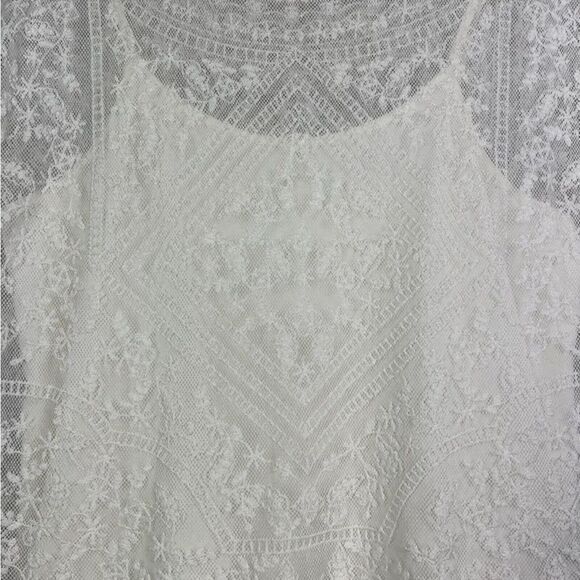 Ralph Lauren Boho Cottagecore Lace Sheer Overlay Cami 2 Piece Boxy blouse M - Picture 2 of 12